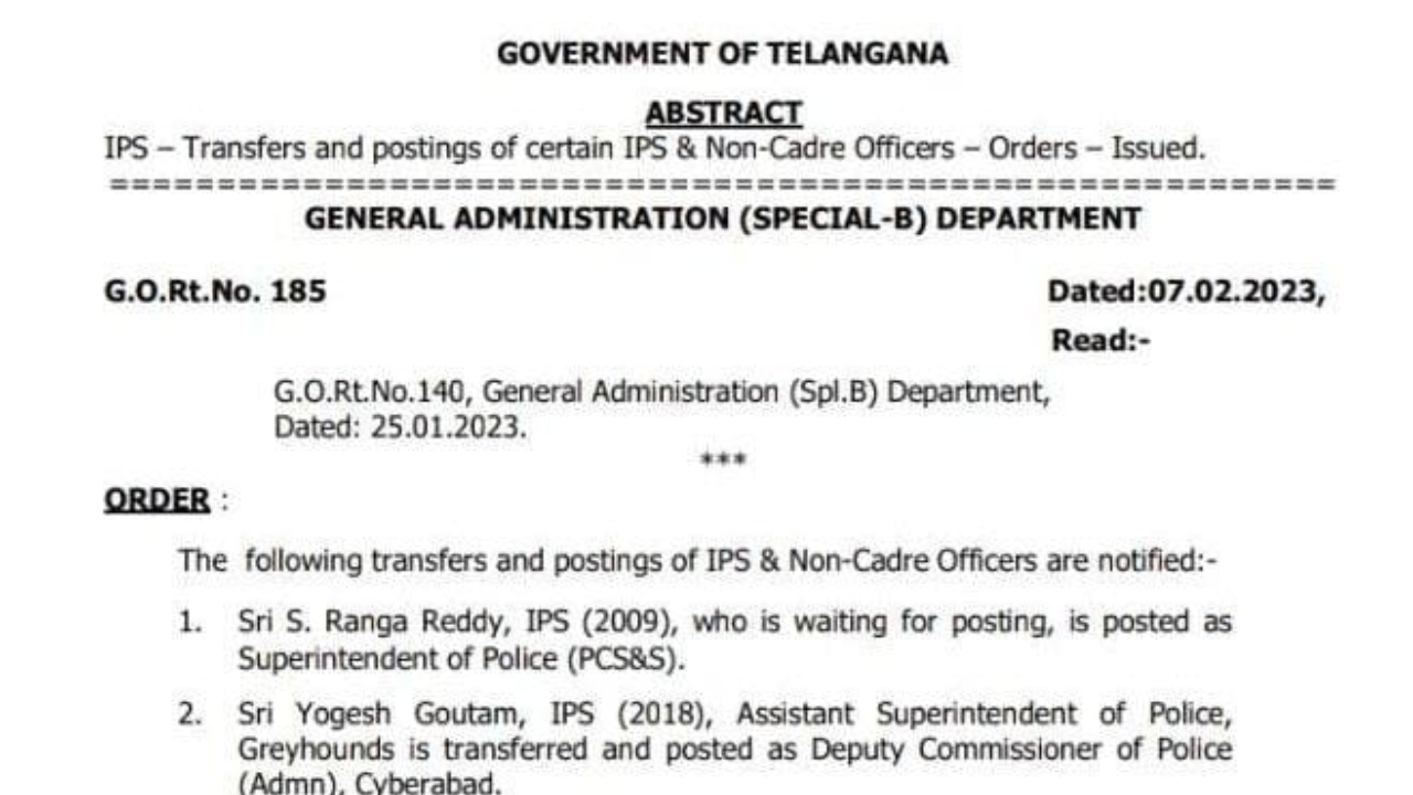 తెలంగాణలో మరో ఏడుగురు ఐపీఎస్ ల బదిలీ